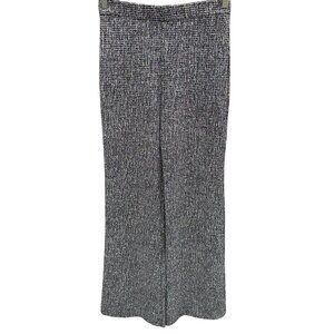 Black Halo Womens Tweed Wide Leg‎ High Waisted Pants Back Zip Black White New 6